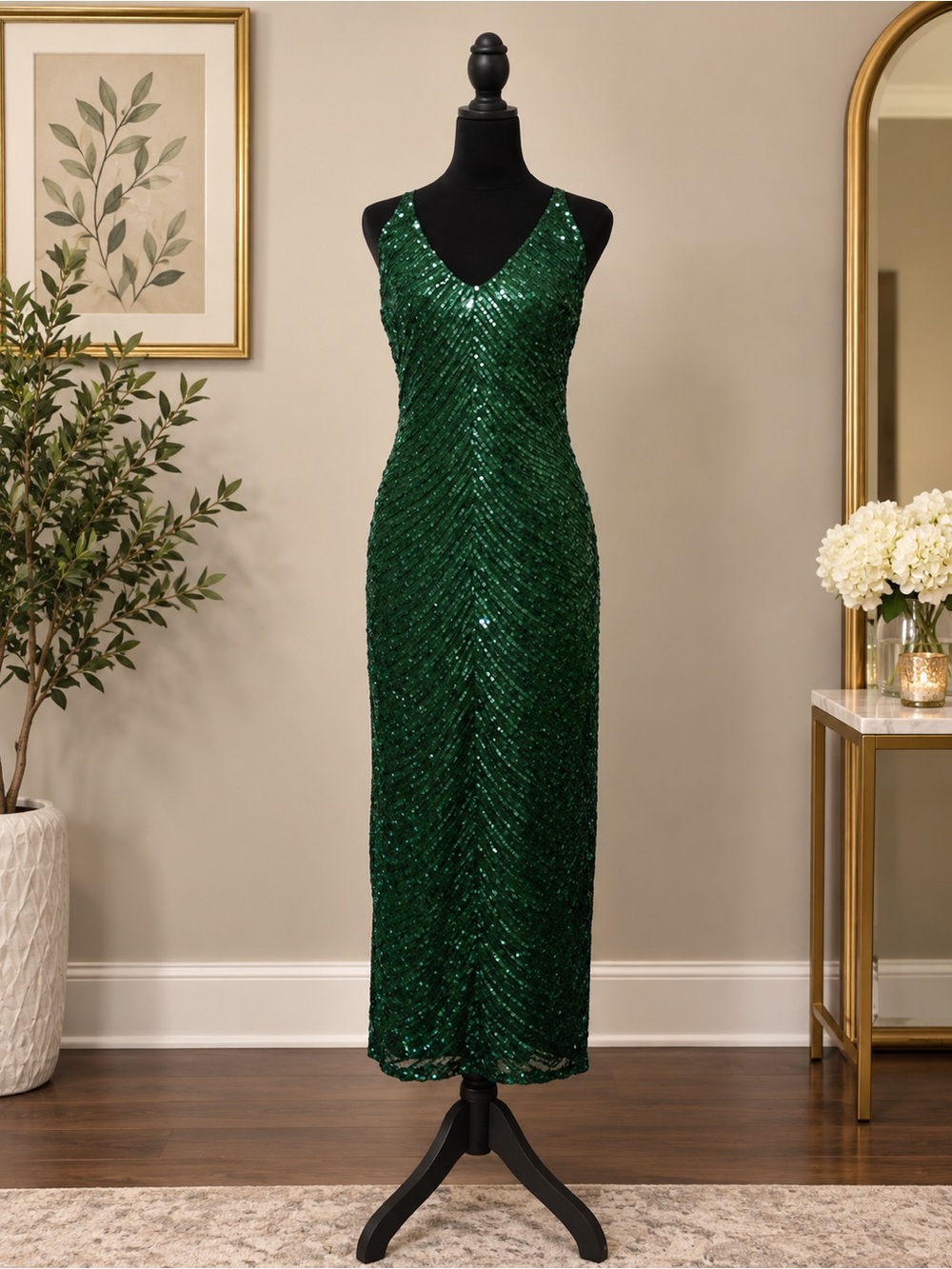 NWT Lulus Glittery Presence Emerald Green Sequin Midi Dress | Sz XL